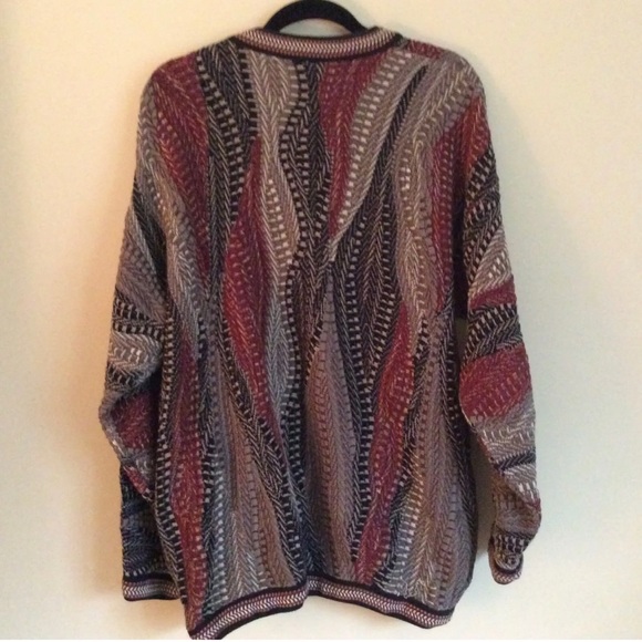 VTG Tundra Canada Mens Size M Multi Colored Cotton Coogi Like Textured Sweater - Picture 3 of 7
